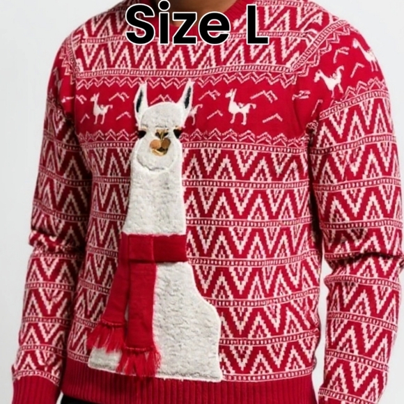 Mens Llama Ugly Christmas Sweater 33 Degrees Size L - Picture 7 of 7